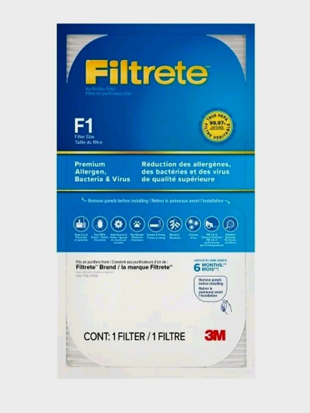 Filtrete F1 Premium Air Filter - Blue & White